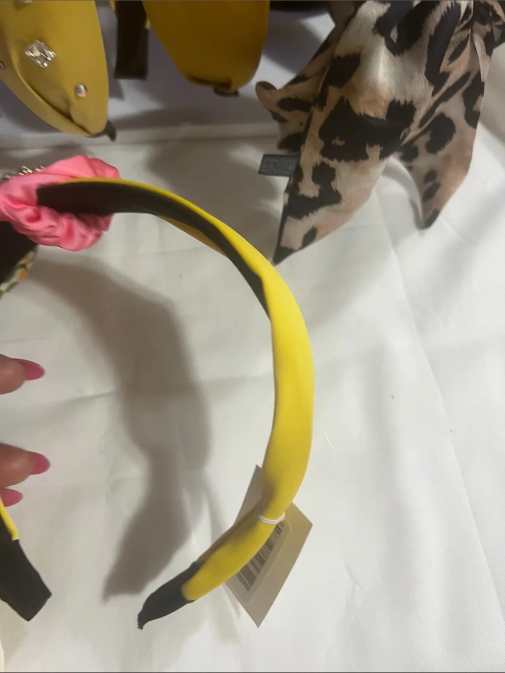 Floral Bow Headband with Jewel Accent - Pink & Yellow